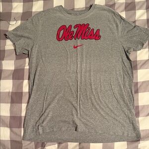 Nike Heather Gray T-Shirt with Red Ole Miss Logo